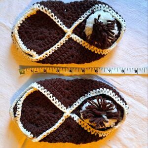 Handmade vintage crocheted booties socks moccasins gender neutral crib shoes 8"